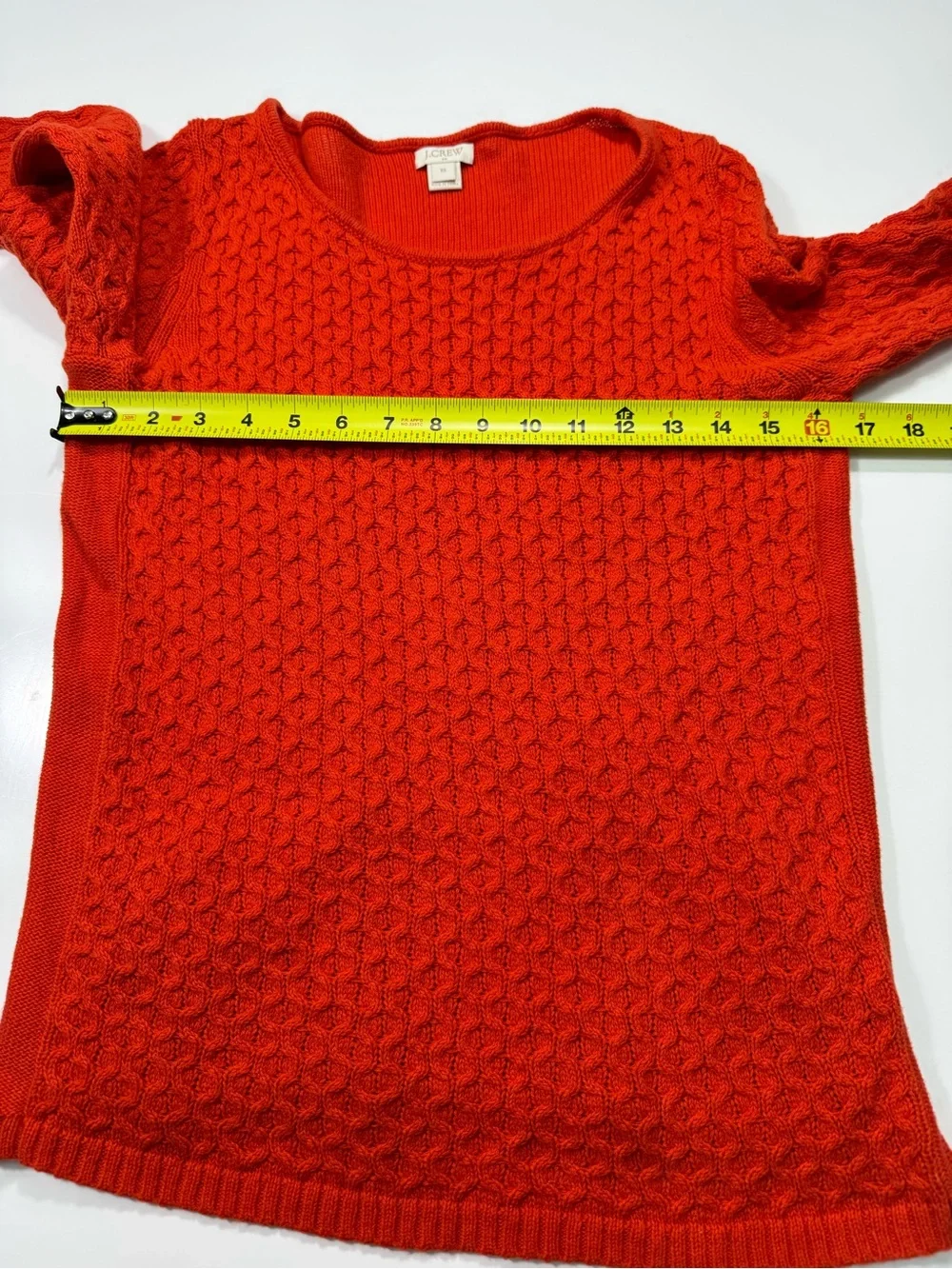J. Crew 100% Cotton Orange Cable Knit Crewneck Sweater